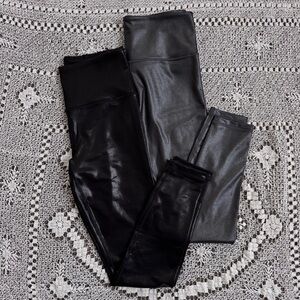 Athleta Small Shine Leggings Bundle Elation + Ultra High Rise Black Metallic